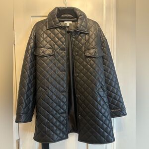 Faux Leather Quilted Shacket